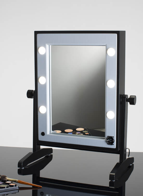 Specchio make up professionale nero da tavolo