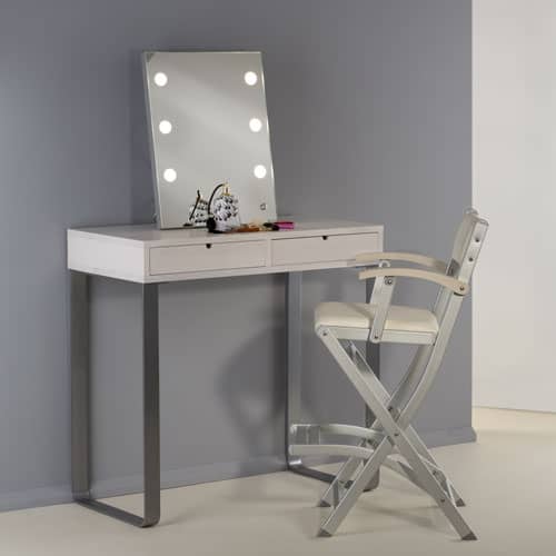 Toeletta trucco bianca con specchio da tavolo illuminato